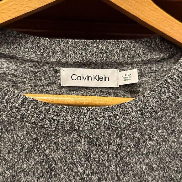 Calvin Klein Heathered Grey Wool Blend Sweater Men’s US Small Crewneck - Picture 2 of 7